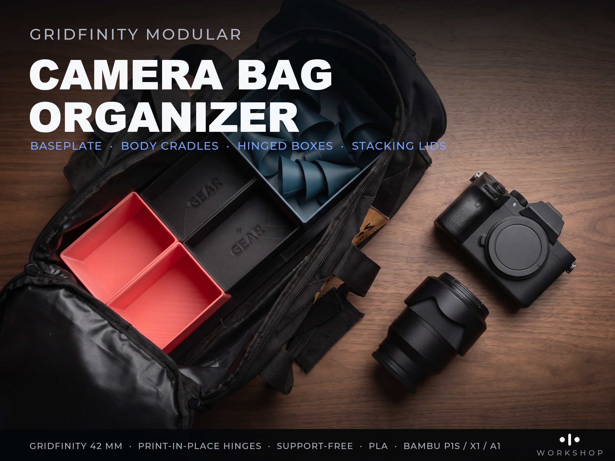 Camera Bag Organizer, 9-Plate (print files)