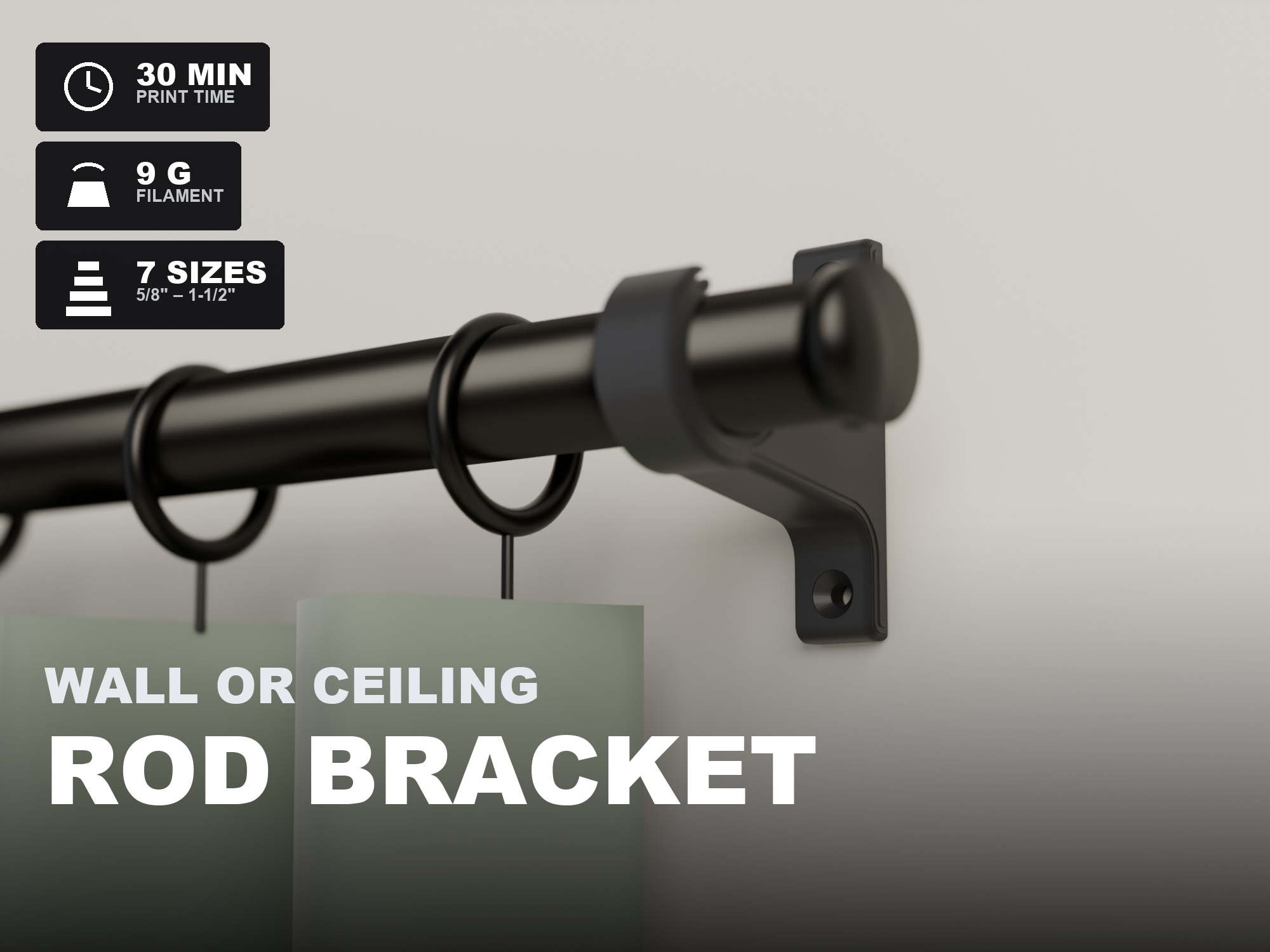 DualMount Curtain Rod Bracket (print files)
