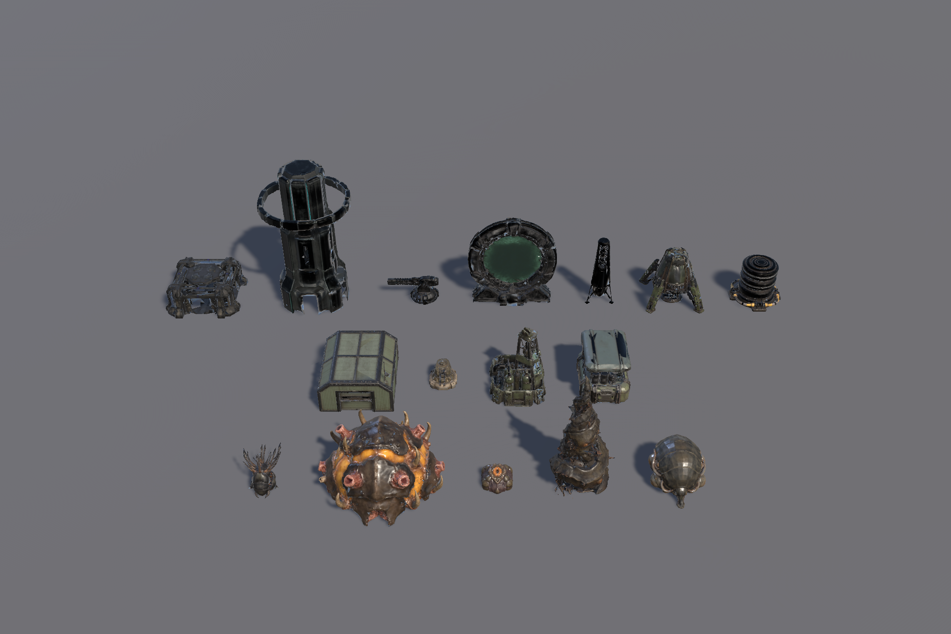 Sci-Fi RTS Buildings - 3 Factions (Unity pack)